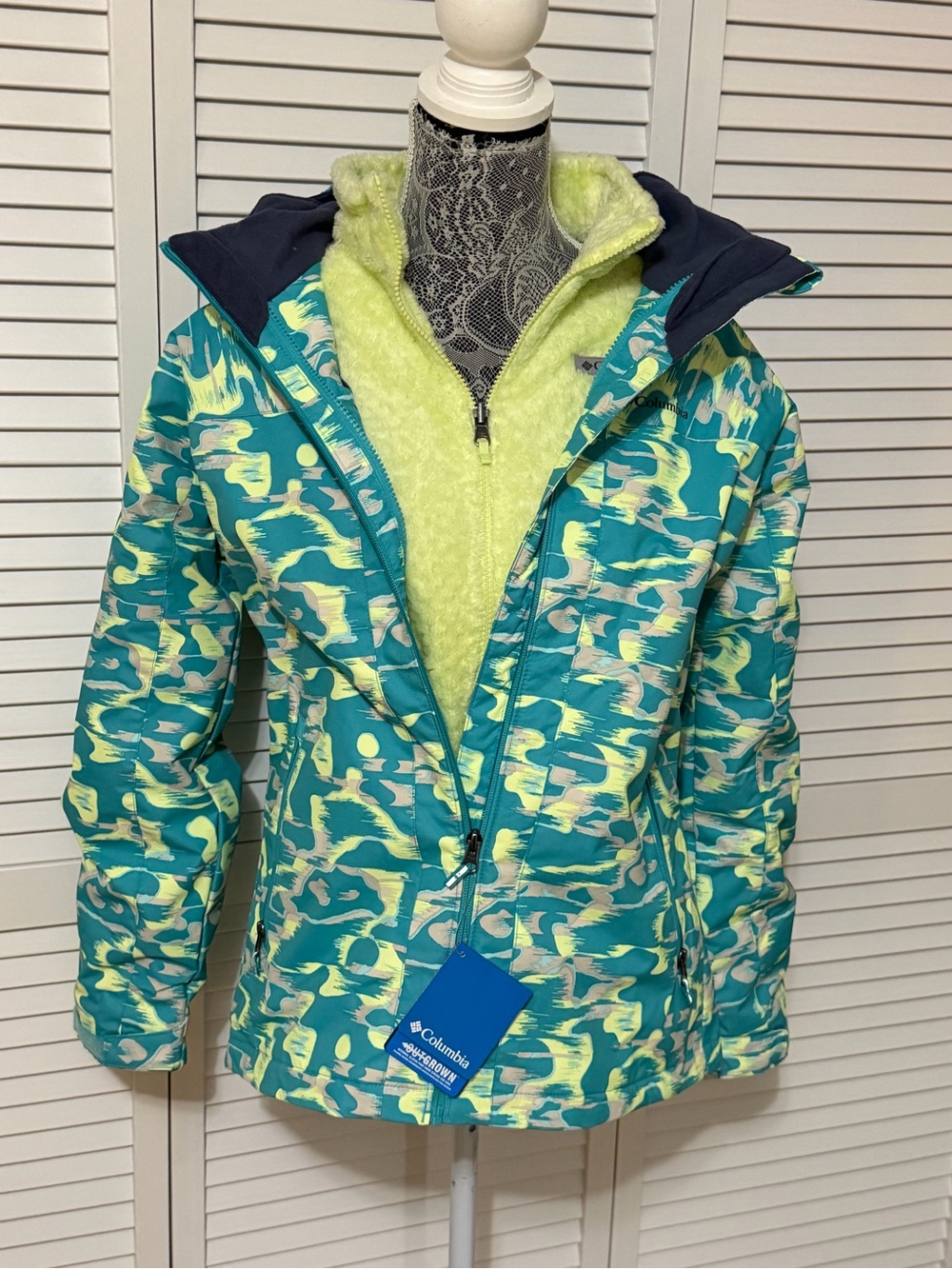 • NWT Columbia Clear Mountain Interchange 3-in-1 Ski Jacket Youth XL 18/20 Green